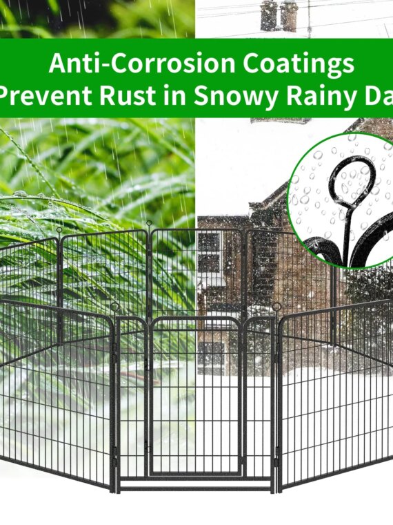 Kfvigoho Extra Wide 12-Panel Dog Playpen, Anti-Rust Metal, Indoor/Outdoor, Portable & Expandable