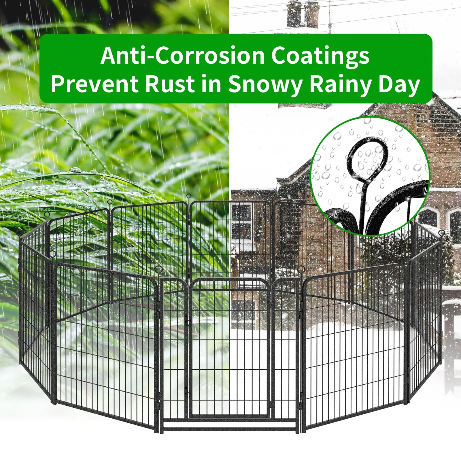 Kfvigoho Extra Wide 12-Panel Dog Playpen, Anti-Rust Metal, Indoor/Outdoor, Portable & Expandable