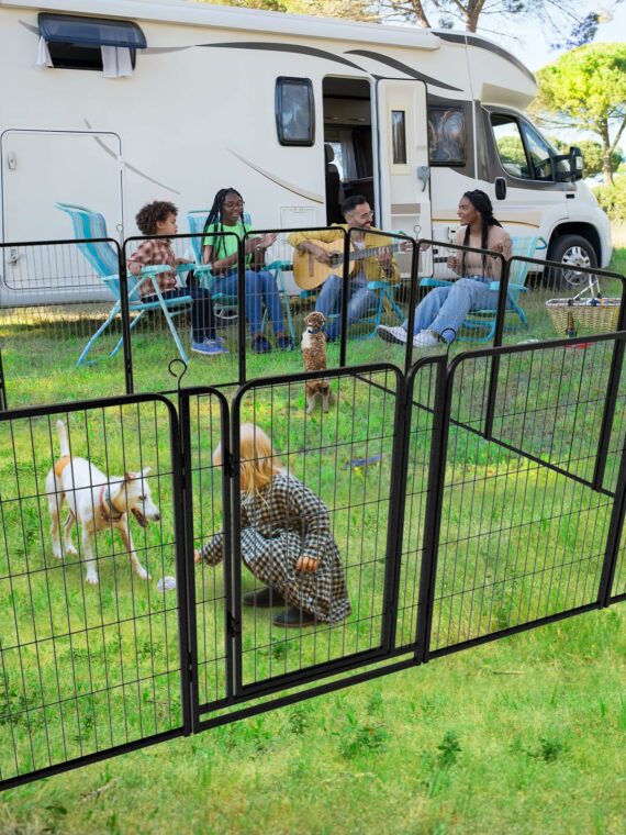 Kfvigoho Extra Wide 12-Panel Dog Playpen, Anti-Rust Metal, Indoor/Outdoor, Portable & Expandable