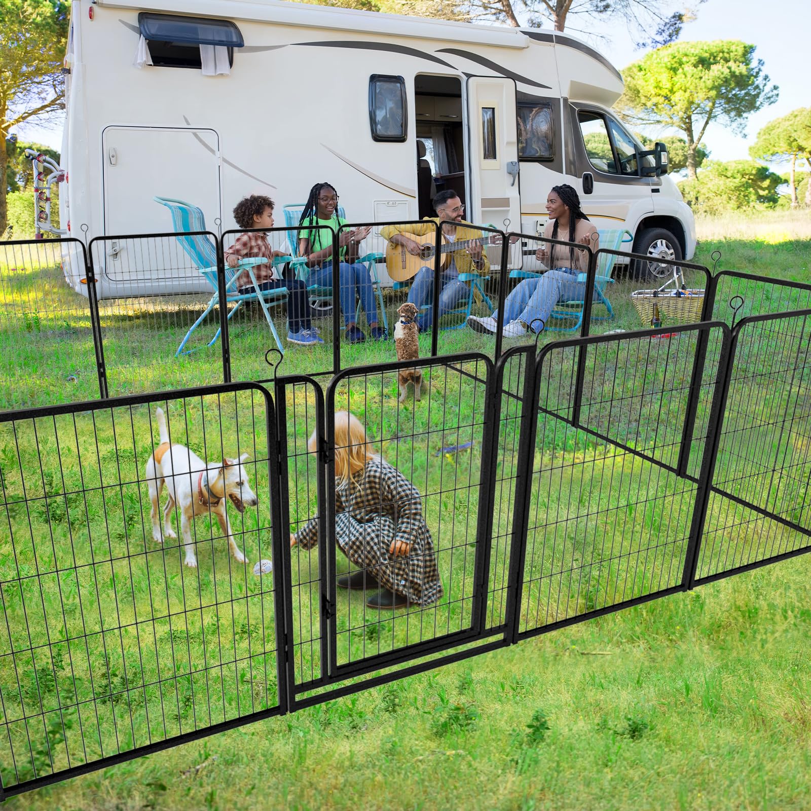 Kfvigoho Extra Wide 12-Panel Dog Playpen, Anti-Rust Metal, Indoor/Outdoor, Portable & Expandable