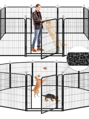 Kfvigoho Extra Wide 12-Panel Dog Playpen, Anti-Rust Metal, Indoor/Outdoor, Portable & Expandable