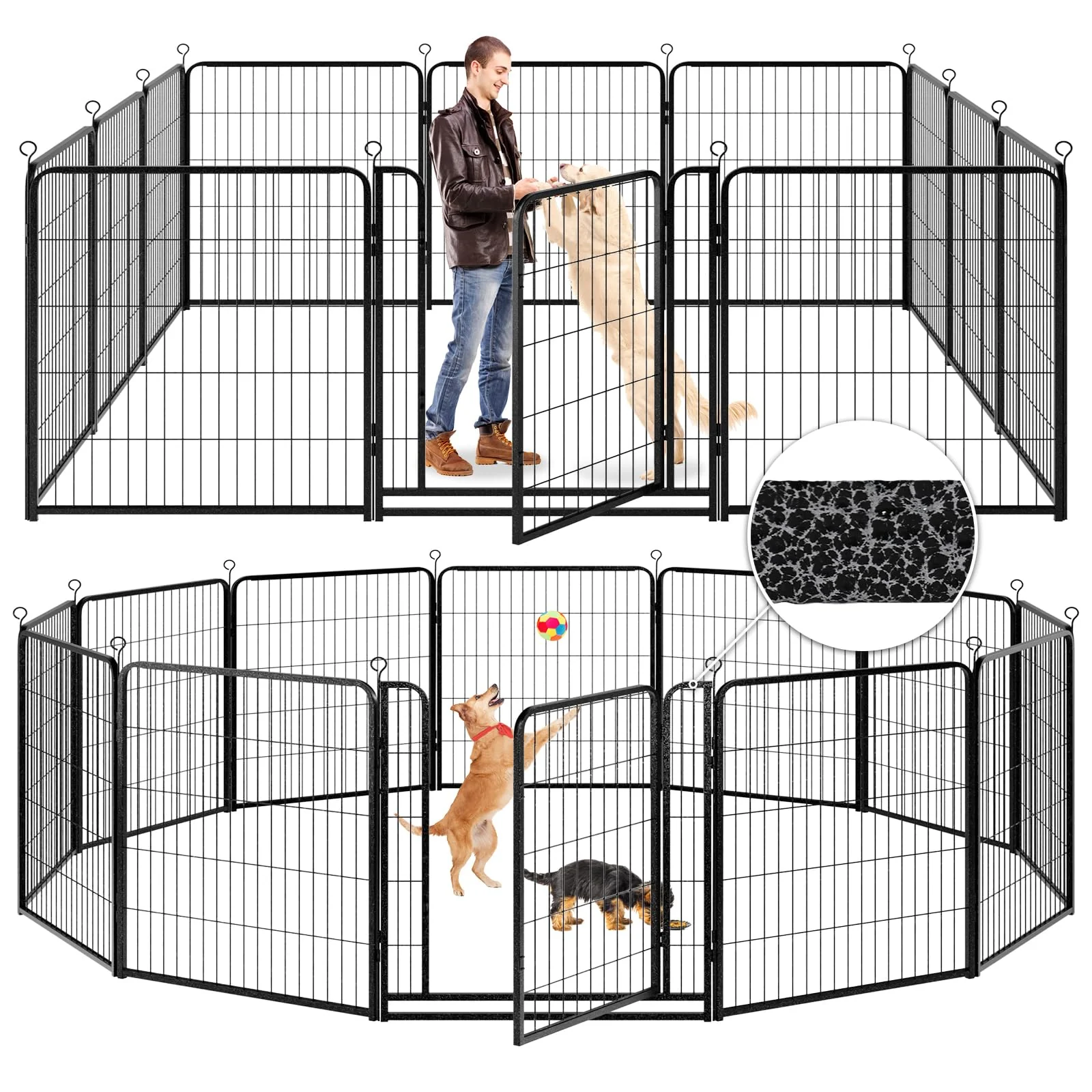 Kfvigoho Extra Wide 12-Panel Dog Playpen, Anti-Rust Metal, Indoor/Outdoor, Portable & Expandable