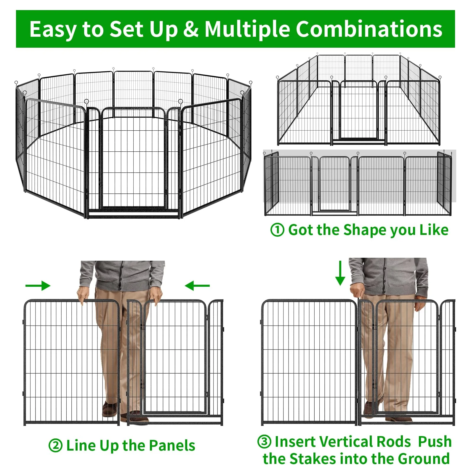 Kfvigoho Extra Wide 12-Panel Dog Playpen, Anti-Rust Metal, Indoor/Outdoor, Portable & Expandable