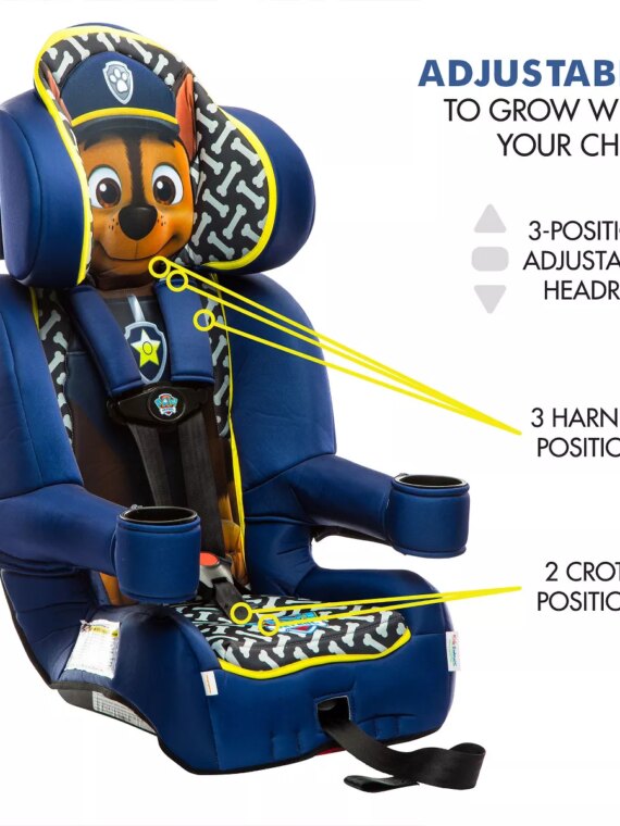 KidsEmbrace DC Comics Caped Crusader 5-Point Harness Booster Car Seat with Cup Holders, 2-in-1 Design, Safety Certified