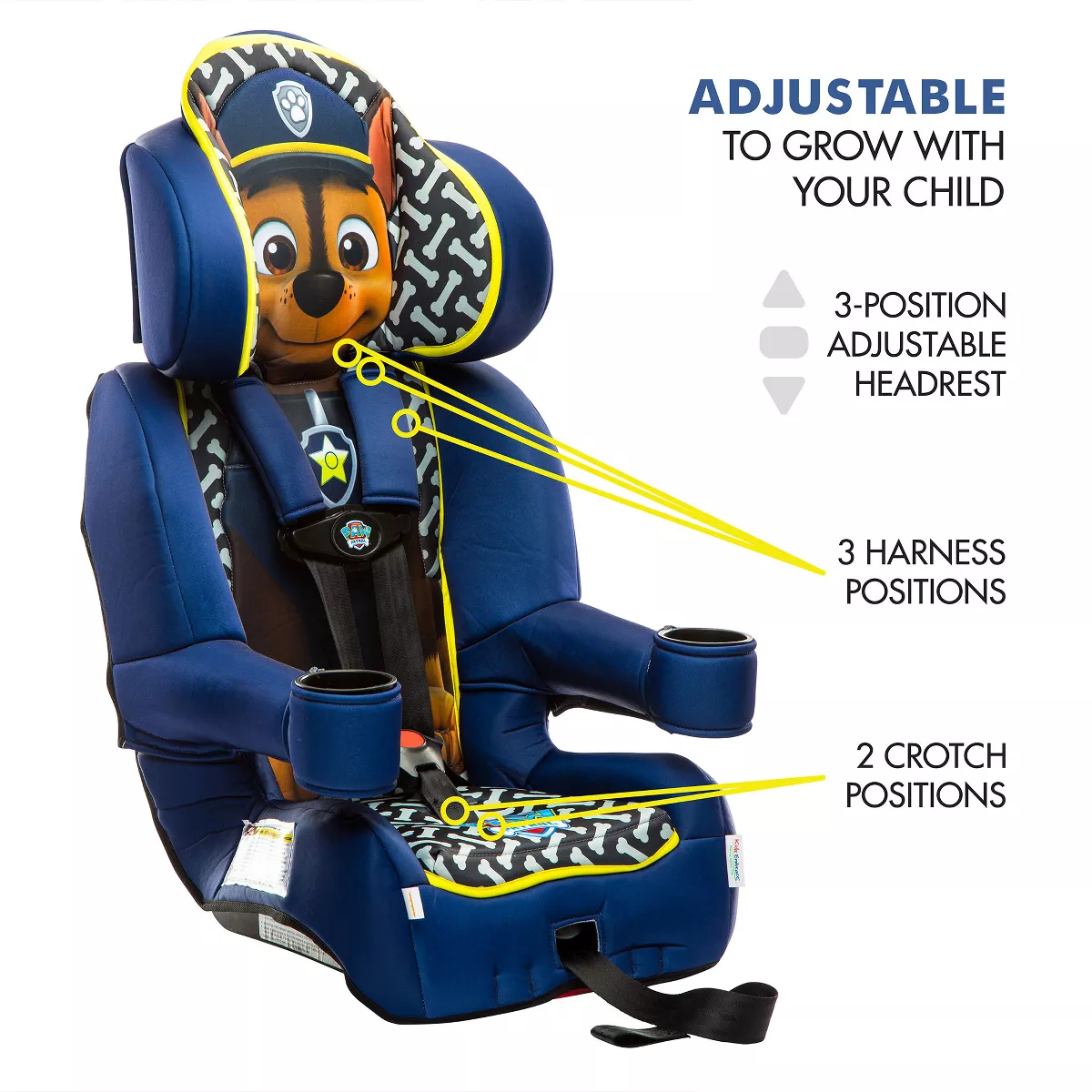 KidsEmbrace Paw Patrol 2-in-1 Harness Booster Car Seat, 5-Point Safety, 22-100 lbs, w/ Cup Holders