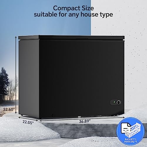 Kismile 7.0 Cubic Feet Chest Freezer, Adjustable Thermostat, Energy Efficient, Quiet Operation, with Removable Basket