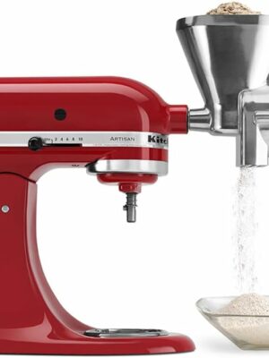 KitchenAid Grain Mill Attachment for Stand Mixers, Adjustable 12 Levels, All Metal, Includes Cleaning Brush