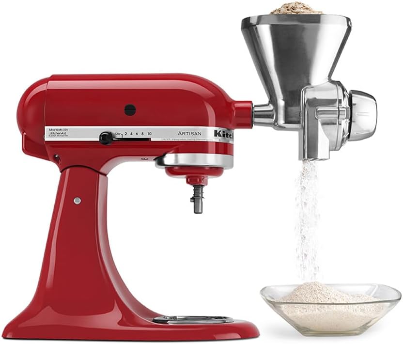 KitchenAid Grain Mill Attachment for Stand Mixers, Adjustable 12 Levels, All Metal, Includes Cleaning Brush