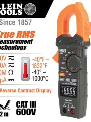 Klein Tools CL390 Digital Clamp Meter, TRMS, 400 Amp, Auto-Ranging, AC/DC, Non-Contact Voltage Tester
