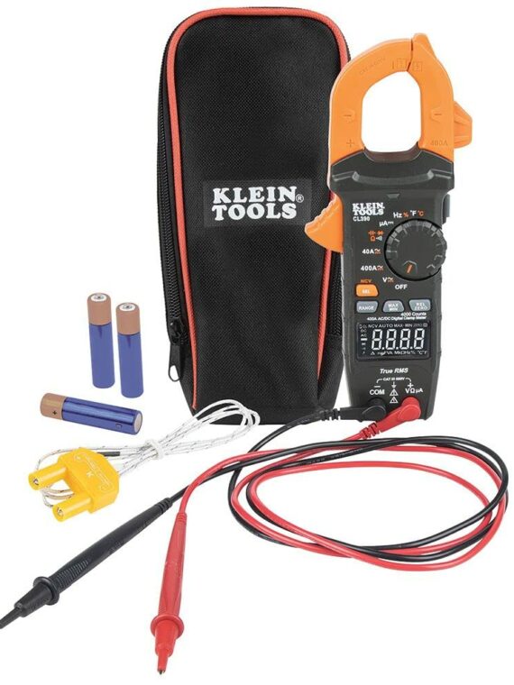 Klein Tools CL390 Digital Clamp Meter, TRMS, 400 Amp, Auto-Ranging, AC/DC, Non-Contact Voltage Tester