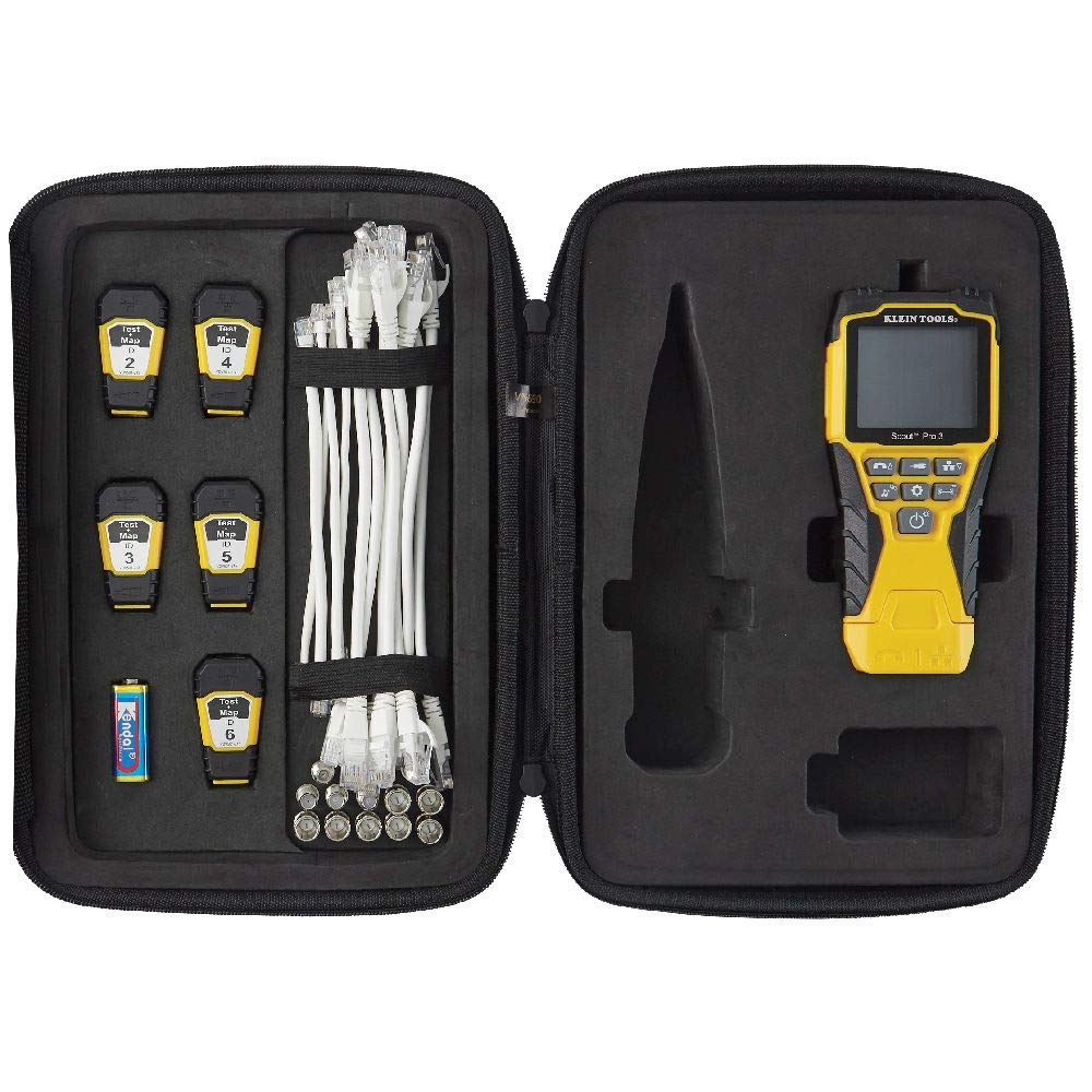 Klein Tools Coaxial Cable Tester Kit VDV501-853, RJ11/12 RJ45 F-Connector, PoE Detection, Wiremap, Length Measurement