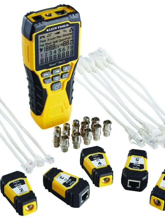 Klein Tools Coaxial Cable Tester Kit VDV501-853, RJ11/12 RJ45 F-Connector, PoE Detection, Wiremap, Length Measurement