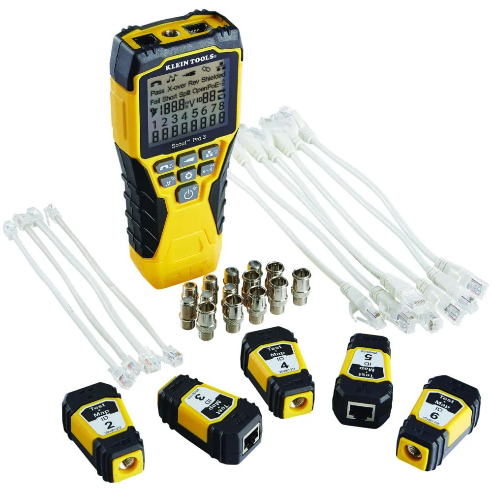 Klein Tools Coaxial Cable Tester Kit VDV501-853, RJ11/12 RJ45 F-Connector, PoE Detection, Wiremap, Length Measurement