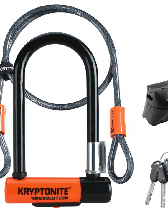 Kryptonite Evolution Mini-7 U-Lock with 4' Cable, 13mm Hardened Steel, Anti-Theft Protection