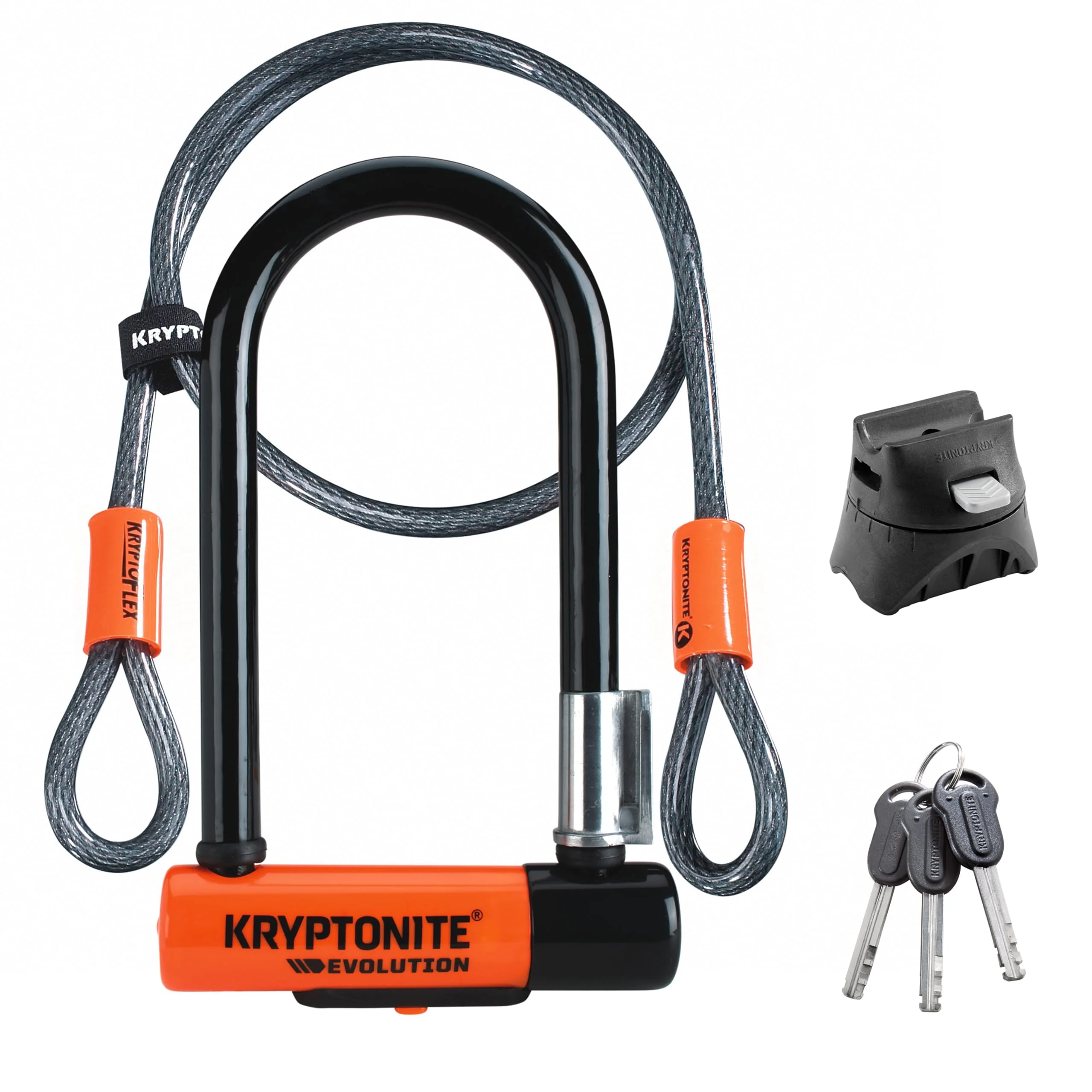Kryptonite Evolution Mini-7 U-Lock with 4' Cable, 13mm Hardened Steel, Anti-Theft Protection