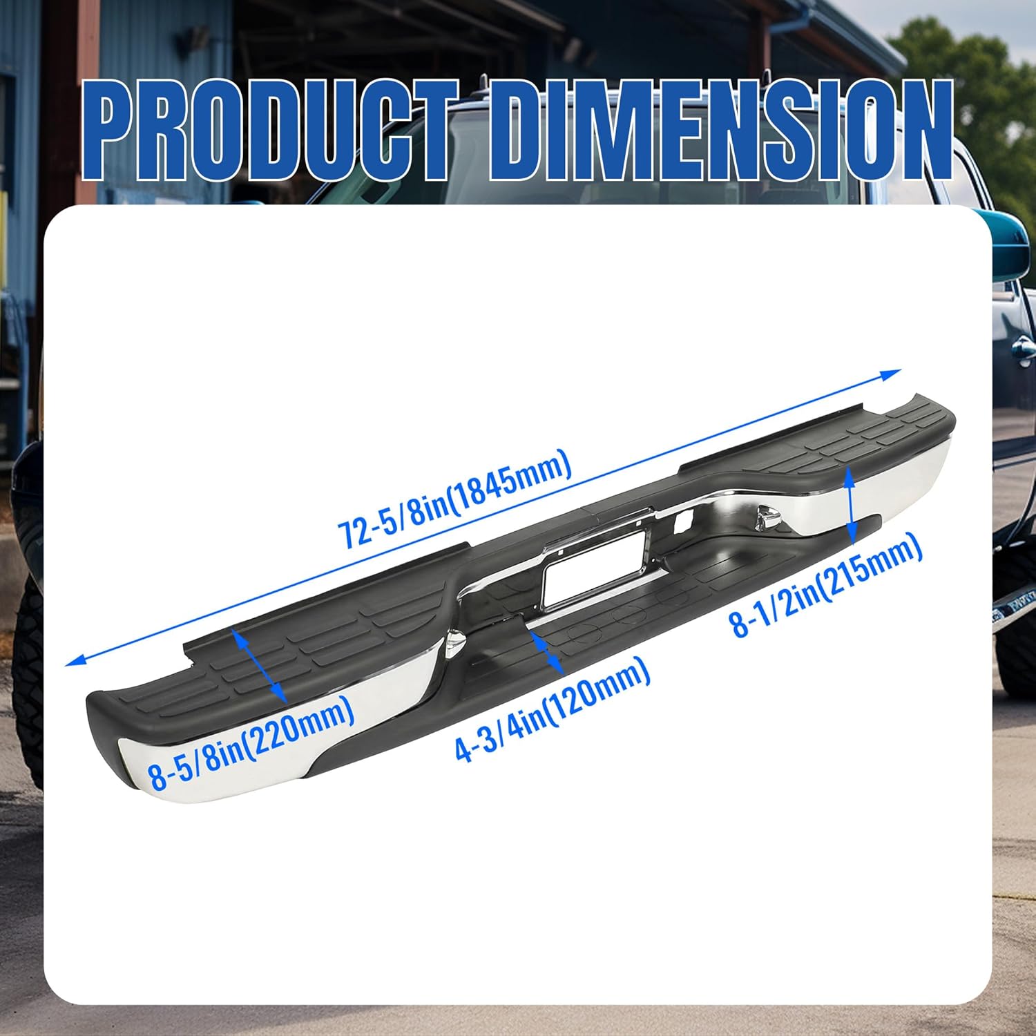 KUAFU Chrome Rear Step Bumper for 1999-2006 Chevy Silverado/GMC Sierra 1500 with License Plate Light