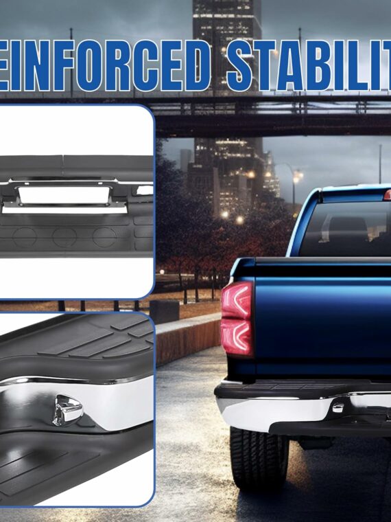KUAFU Chrome Rear Step Bumper for 1999-2006 Chevy Silverado/GMC Sierra 1500 with License Plate Light