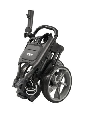 KVV 3-Wheel Foldable Golf Push Cart, Adjustable Handle, Lightweight Aluminum, Ball Bearing Wheels