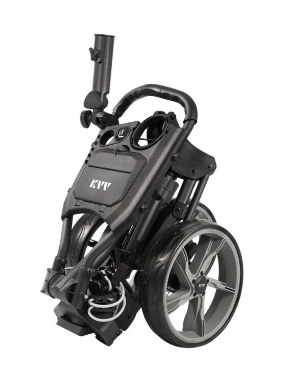 KVV 3-Wheel Foldable Golf Push Cart, Adjustable Handle, Lightweight Aluminum, Ball Bearing Wheels