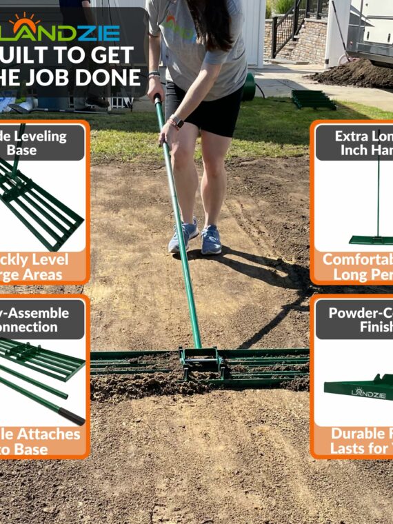 Landzie 36" Steel Lawn Leveling Rake - Durable, Efficient, Easy Assembly