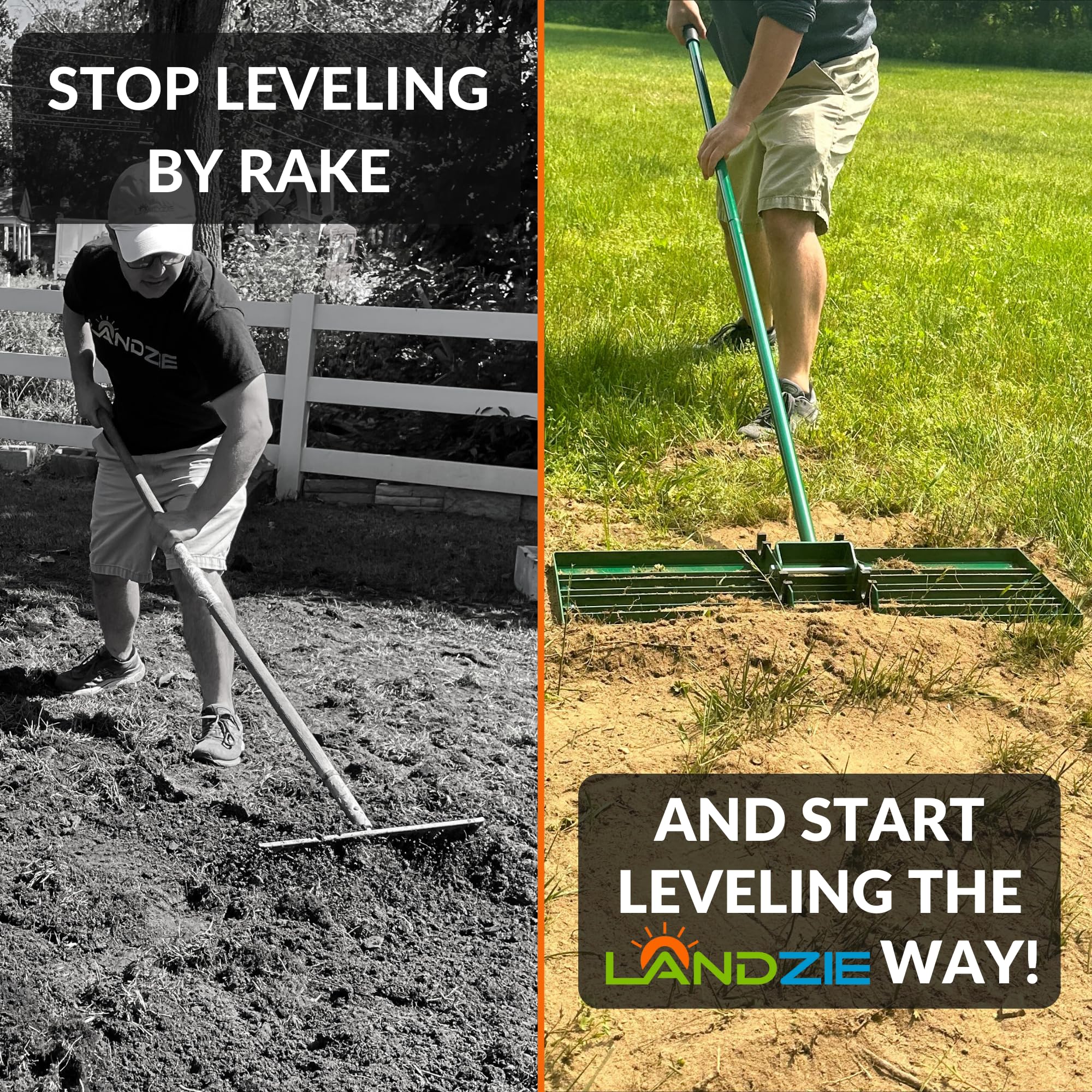 Landzie 36" Steel Lawn Leveling Rake - Durable, Efficient, Easy Assembly