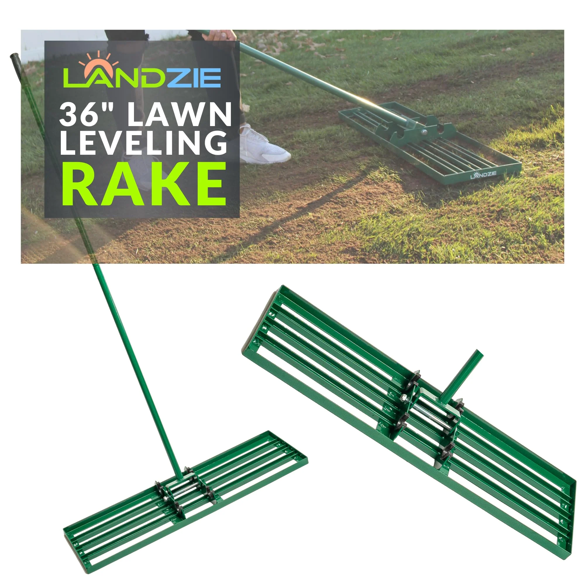 Landzie 36" Steel Lawn Leveling Rake - Durable, Efficient, Easy Assembly