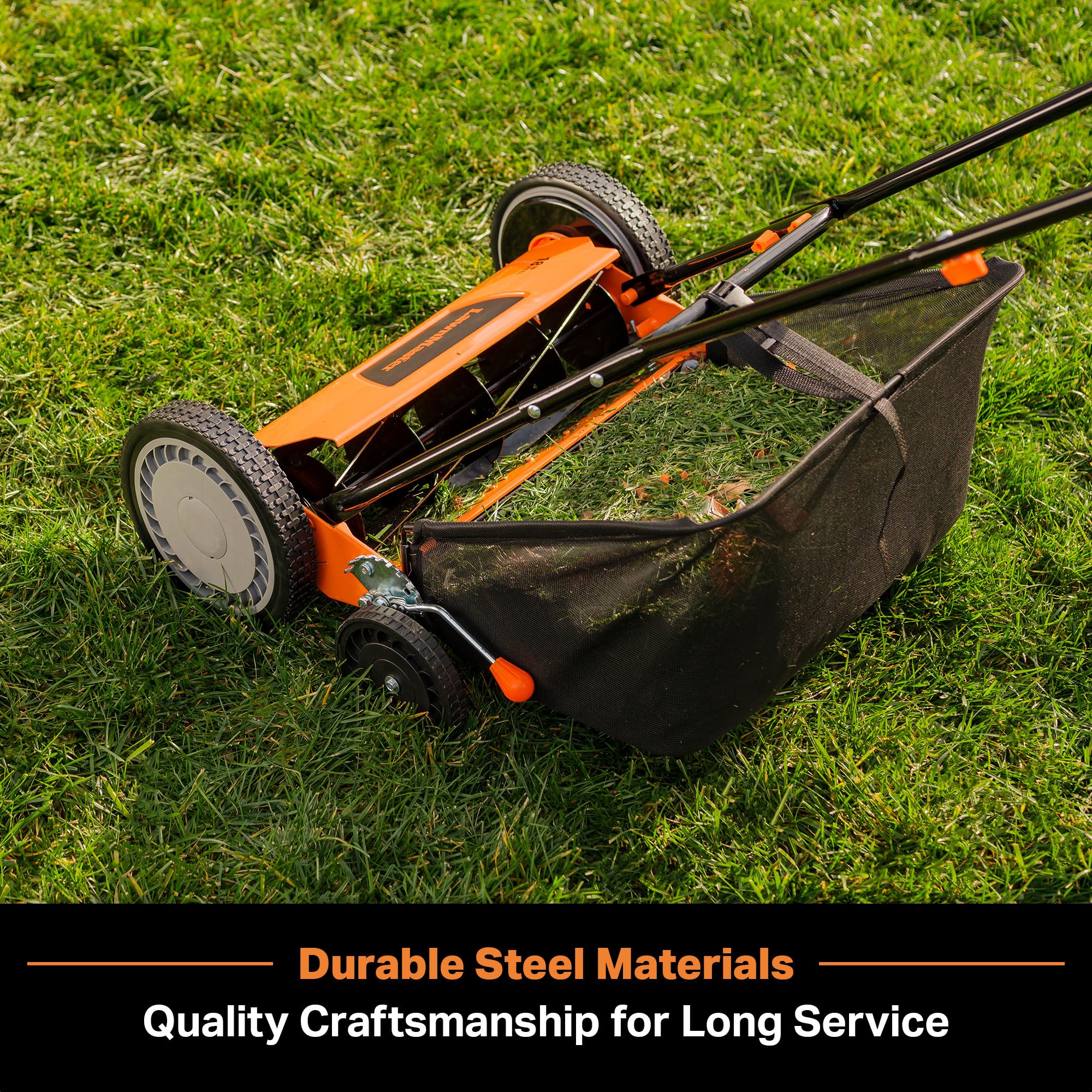 LawnMaster LMRM1801 18-Inch 5-Blade Push Reel Lawn Mower, Adjustable Height, Eco-Friendly