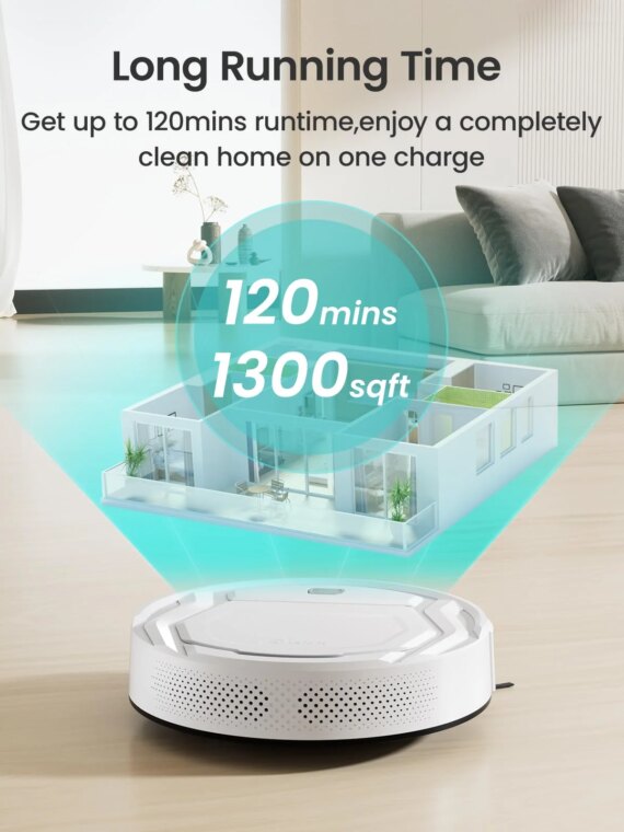 Lefant M210 Robot Vacuum Cleaner - Compact, Powerful Suction, Pet-Friendly, Smart App Control, 120 Min Runtime