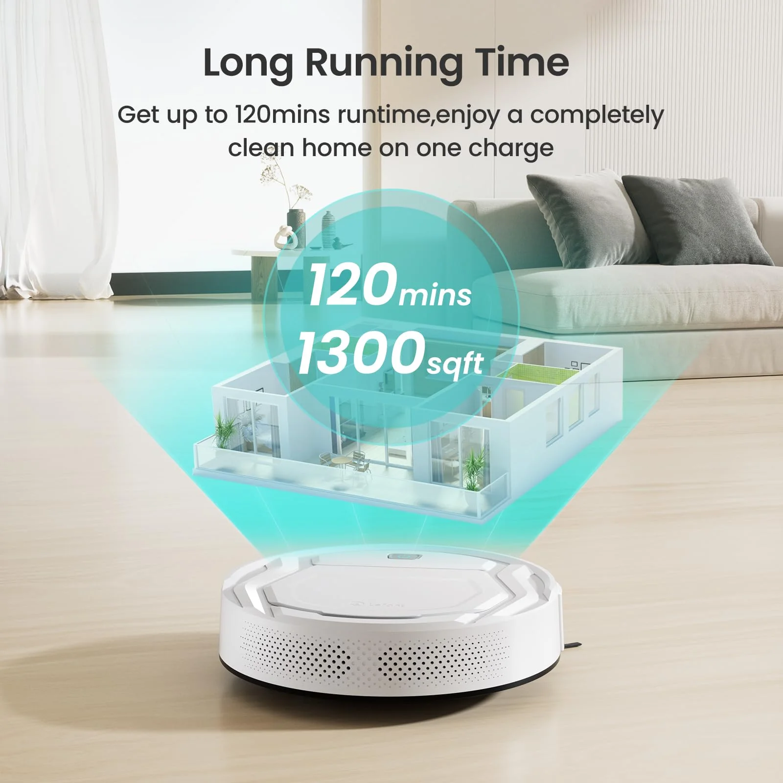 Lefant M210 Robot Vacuum Cleaner - Compact, Powerful Suction, Pet-Friendly, Smart App Control, 120 Min Runtime