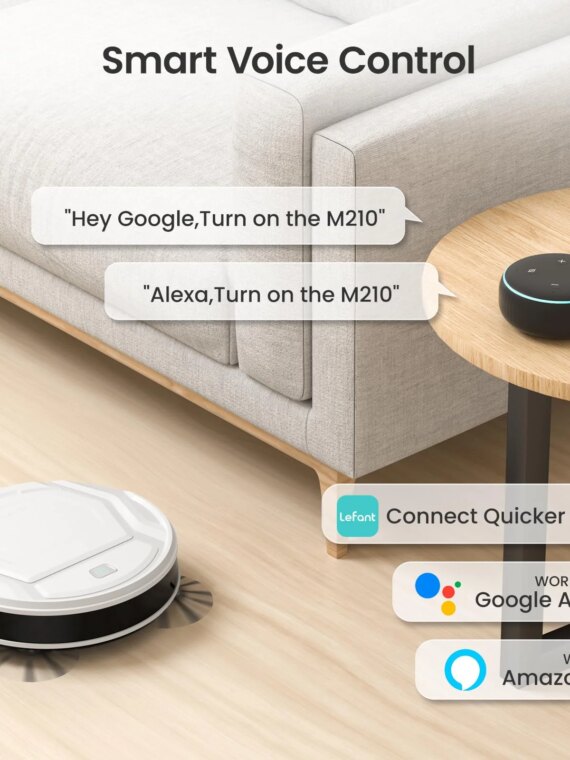 Lefant M210 Robot Vacuum Cleaner - Compact, Powerful Suction, Pet-Friendly, Smart App Control, 120 Min Runtime