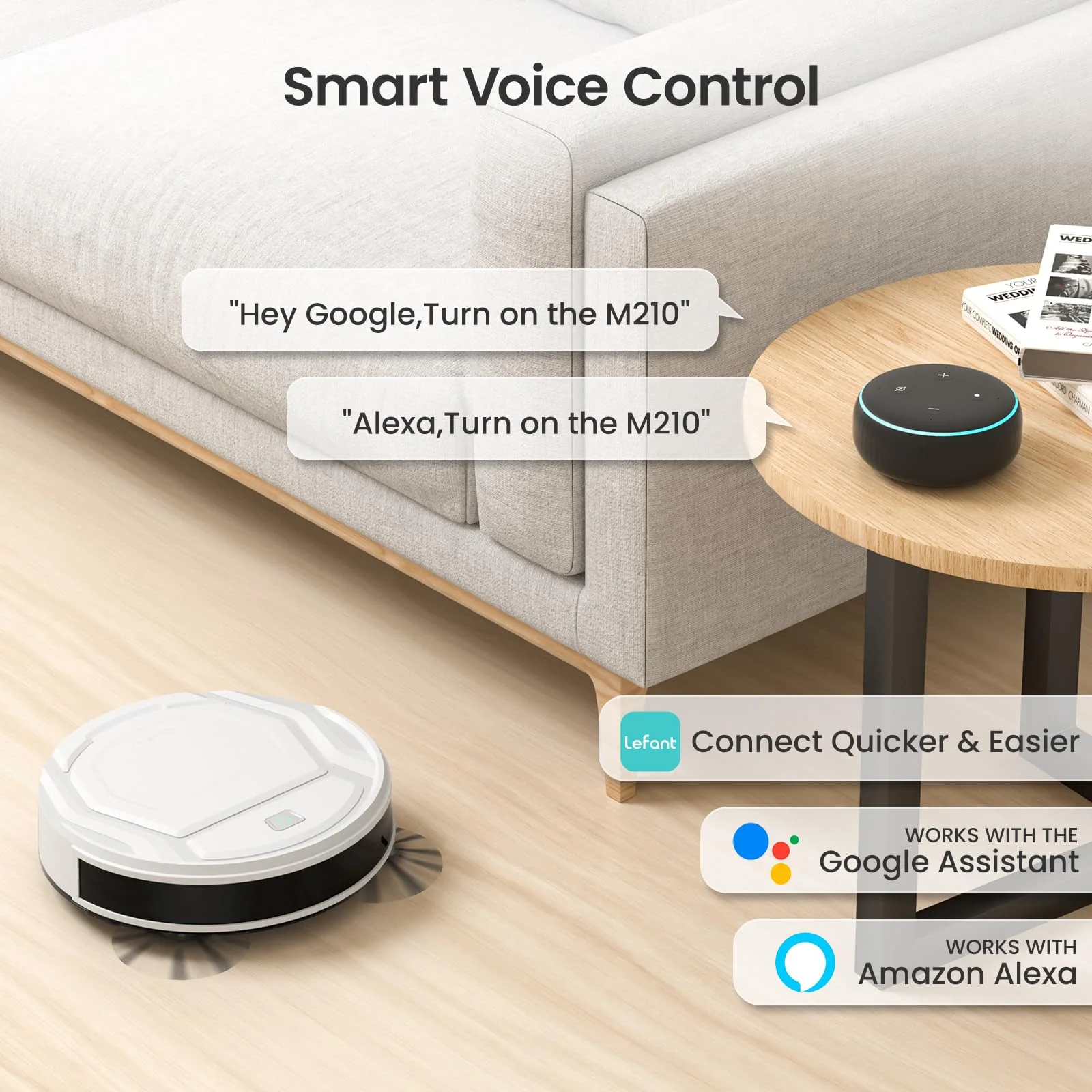 Lefant M210 Robot Vacuum Cleaner - Compact, Powerful Suction, Pet-Friendly, Smart App Control, 120 Min Runtime
