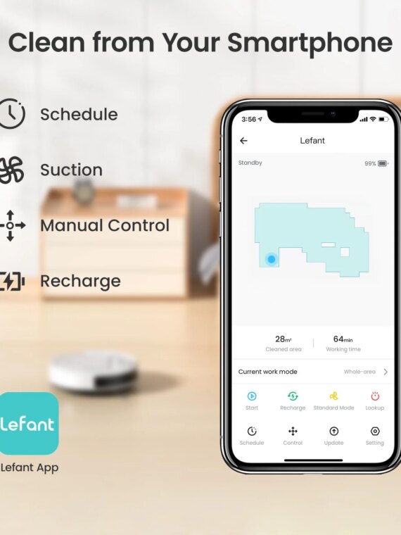 Lefant M210 Robot Vacuum Cleaner - Compact, Powerful Suction, Pet-Friendly, Smart App Control, 120 Min Runtime