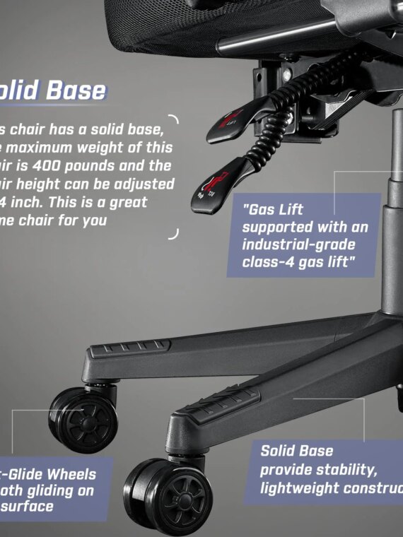 LEMBERI Big & Tall Gaming Chair, Ergonomic High Back, Lumbar Support, 400lbs Capacity, PU Leather, Adjustable Recline, Footrest, Black