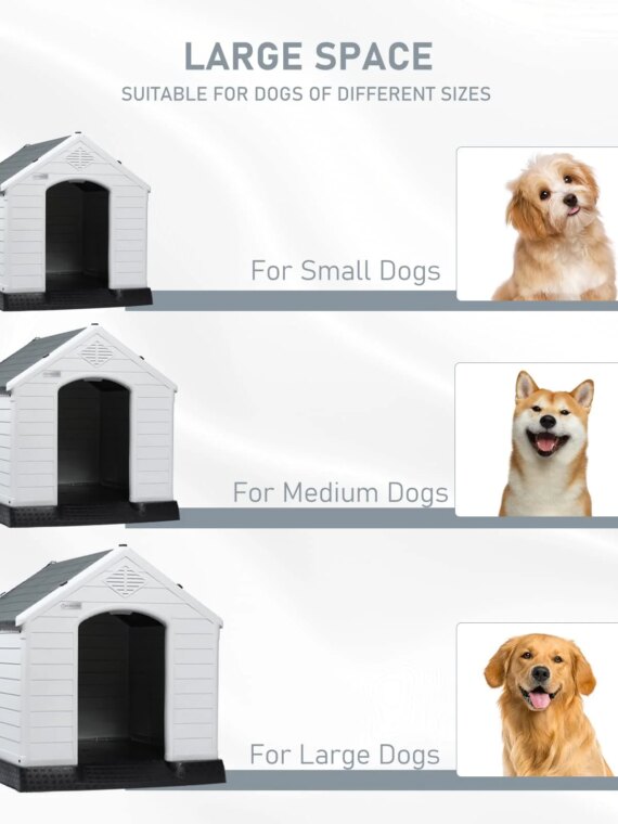 LEMBERI Outdoor Waterproof Plastic Dog House - Durable, Ventilated, Easy Assembly, Weatherproof Shelter