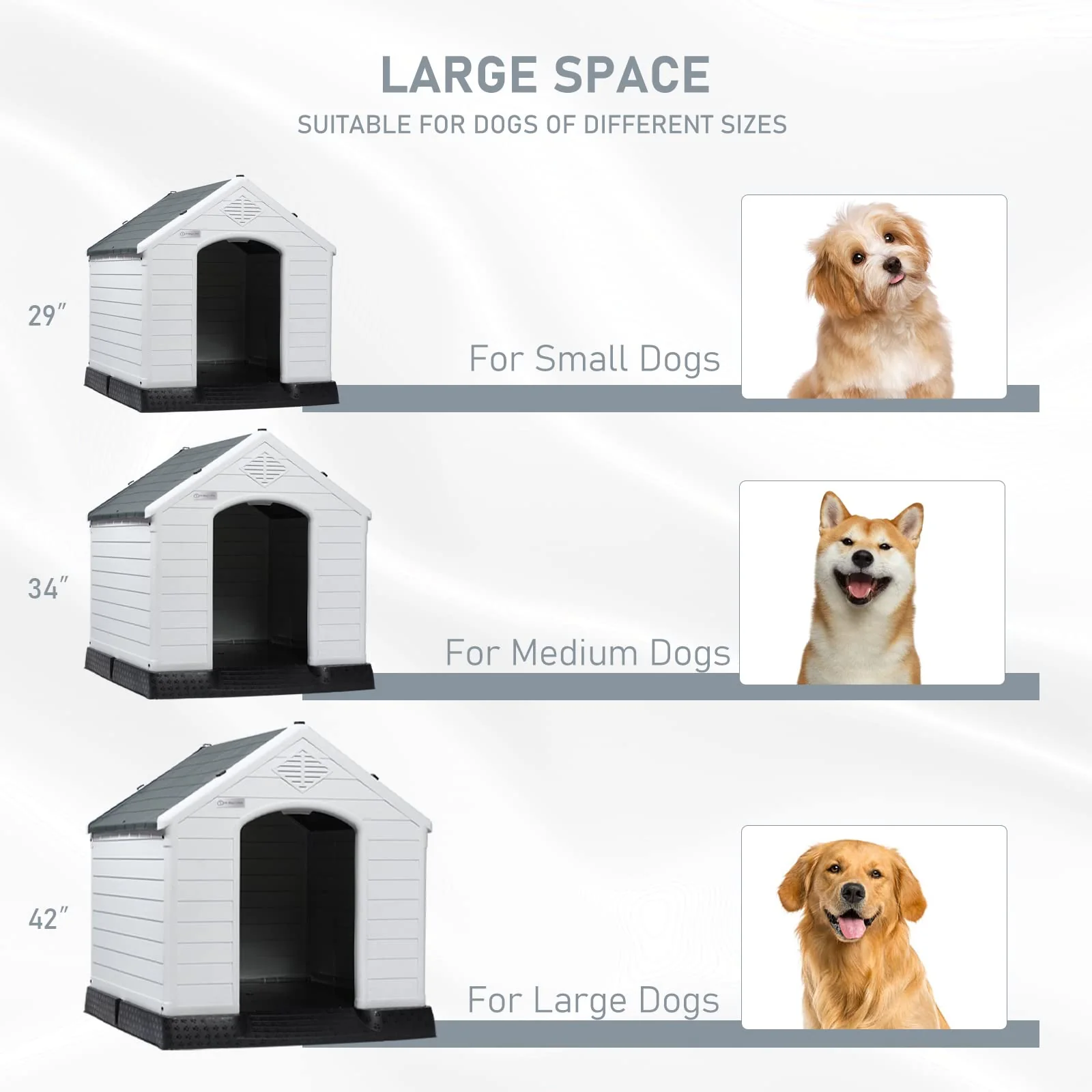 LEMBERI Outdoor Waterproof Plastic Dog House - Durable, Ventilated, Easy Assembly, Weatherproof Shelter