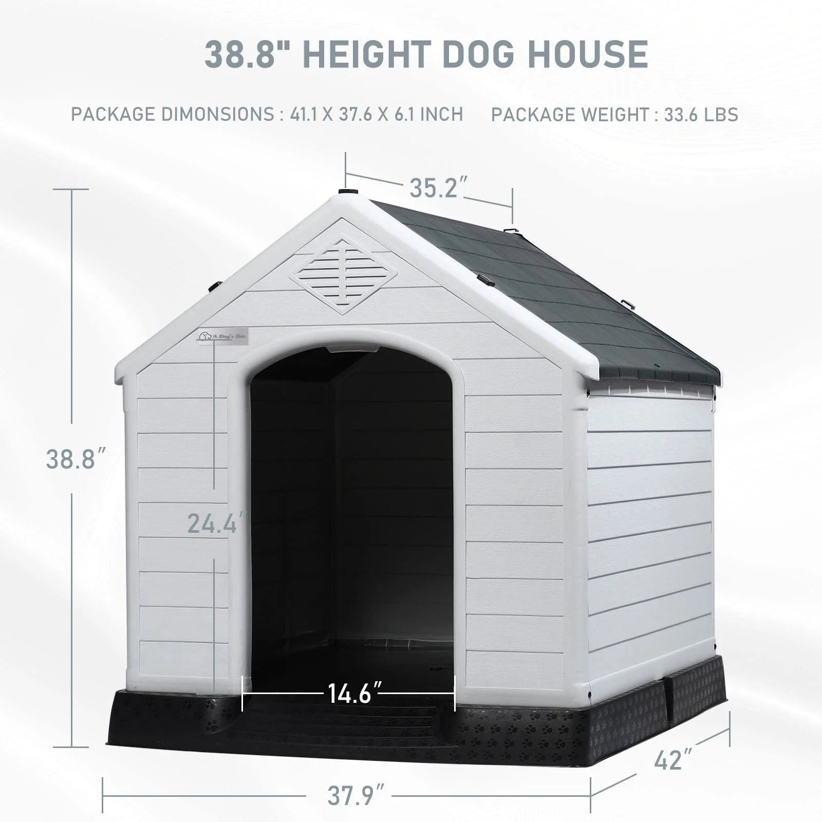 LEMBERI Outdoor Waterproof Plastic Dog House - Durable, Ventilated, Easy Assembly, Weatherproof Shelter