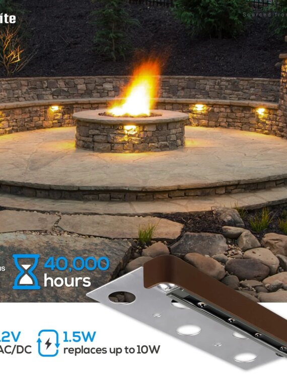 LEONLITE 8-Pack 7" LED Hardscape Lights, 2700K, 12V AC/DC, IP65 Waterproof, ETL Listed