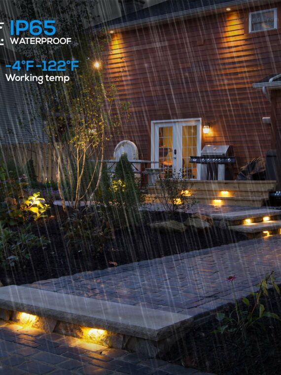 LEONLITE 8-Pack 7" LED Hardscape Lights, 2700K, 12V AC/DC, IP65 Waterproof, ETL Listed