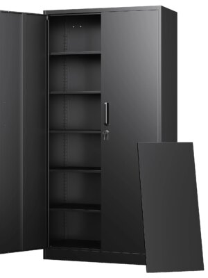 Letaya 71-Inch Metal Storage Cabinet with Locking Doors, Adjustable Shelves, Heavy-Duty Steel, Gray
