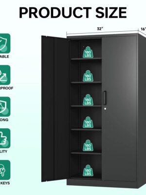 Letaya 71-Inch Metal Storage Cabinet with Locking Doors, Adjustable Shelves, Heavy-Duty Steel, Gray