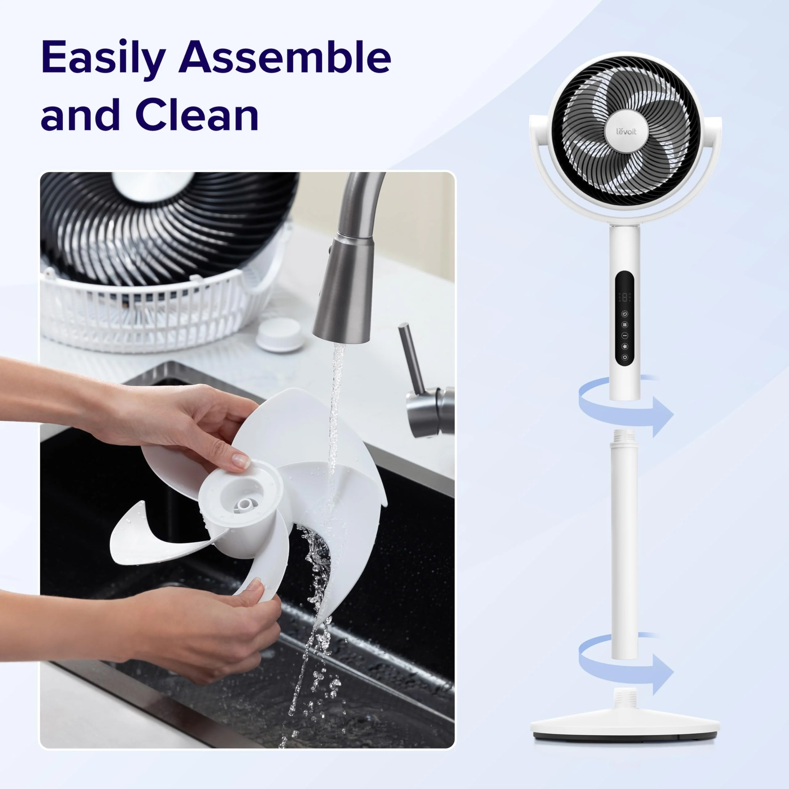 Levoit CirculAir Oscillating Standing Fan, 82ft Reach, 9-Speed, Quiet 20dB, Bedroom Cooling Fan