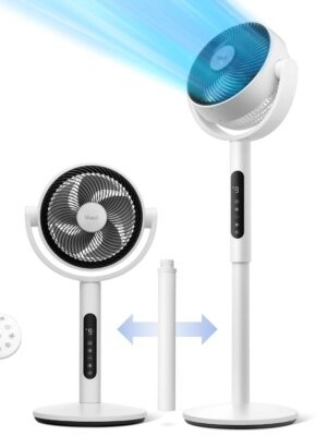 Levoit CirculAir Oscillating Standing Fan, 82ft Reach, 9-Speed, Quiet 20dB, Bedroom Cooling Fan