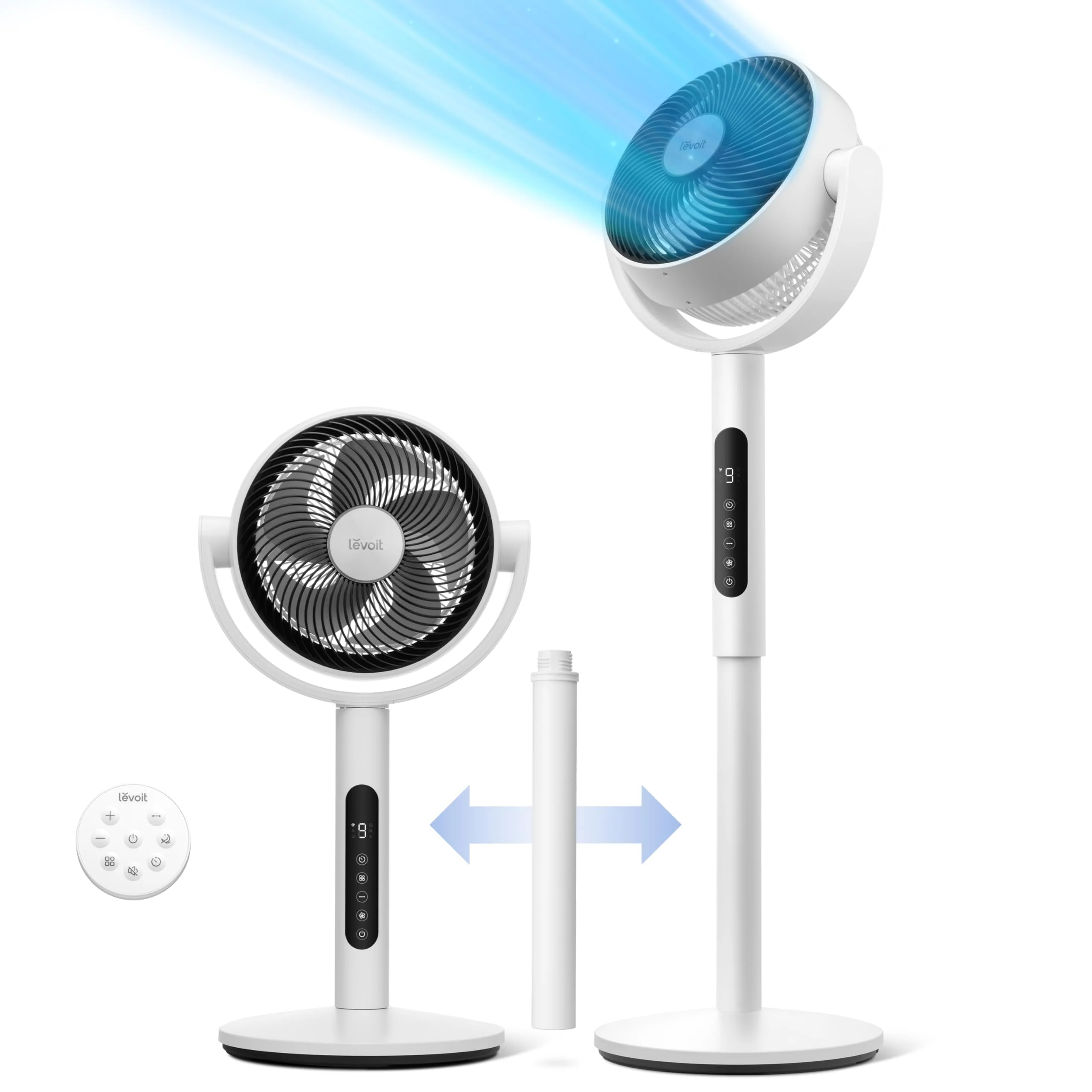 Levoit CirculAir Oscillating Standing Fan, 82ft Reach, 9-Speed, Quiet 20dB, Bedroom Cooling Fan