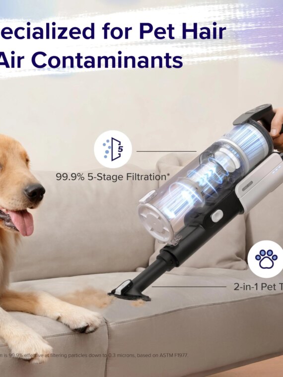 LEVOIT Cordless Vacuum Cleaner, Anti-Hair Wrap, 50-Min Battery, Pet Tool, Lightweight, High-Efficiency Filtration