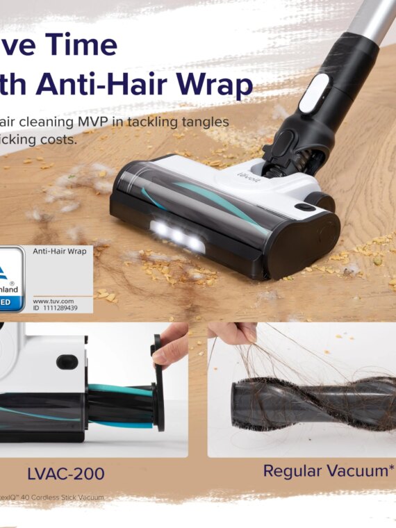 LEVOIT Cordless Vacuum Cleaner, Anti-Hair Wrap, 50-Min Battery, Pet Tool, Lightweight, High-Efficiency Filtration