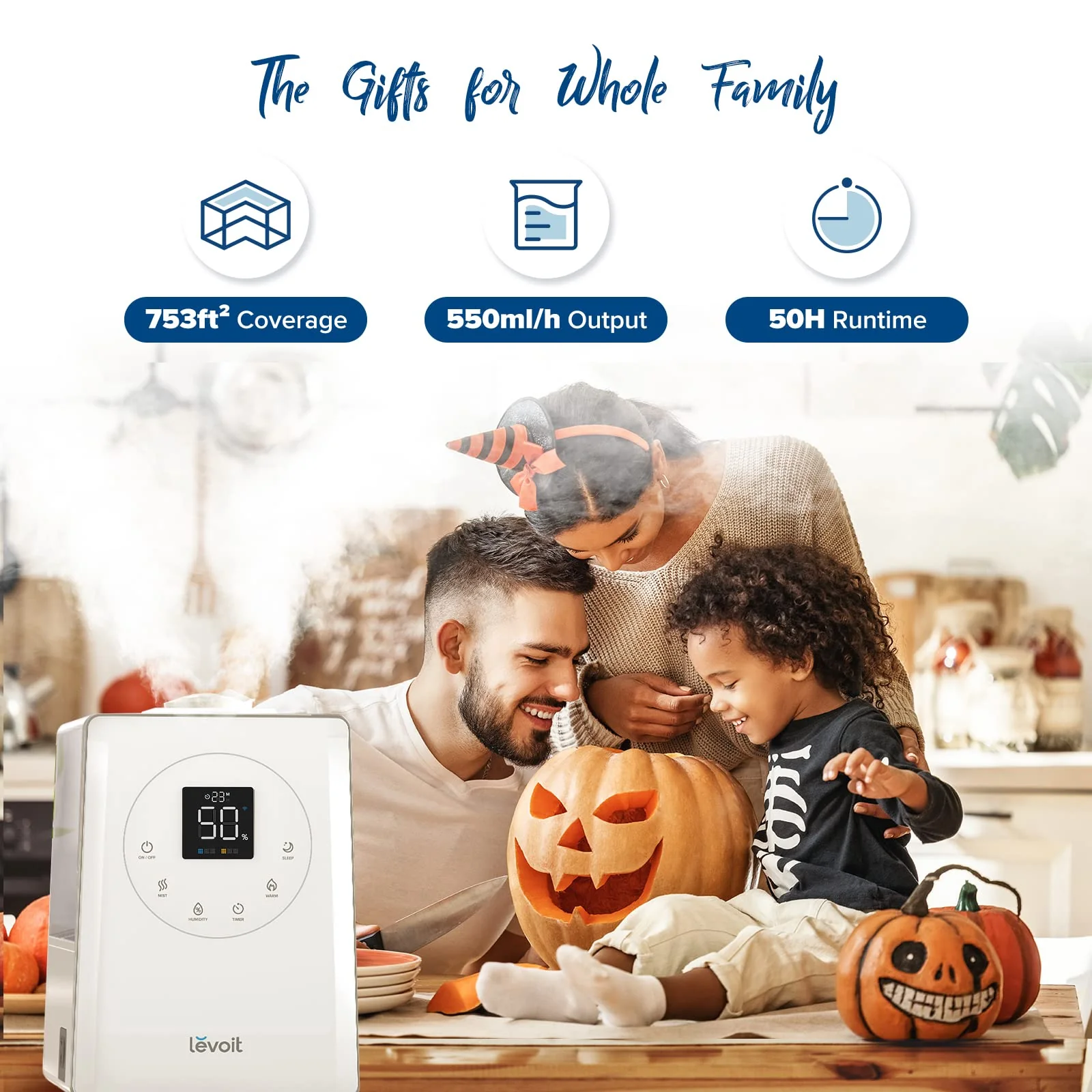 LEVOIT LV600S Smart Humidifier, Warm & Cool Mist, 753 sq ft Coverage, App & Voice Control, Essential Oil Diffuser, Quiet Sleep Mode