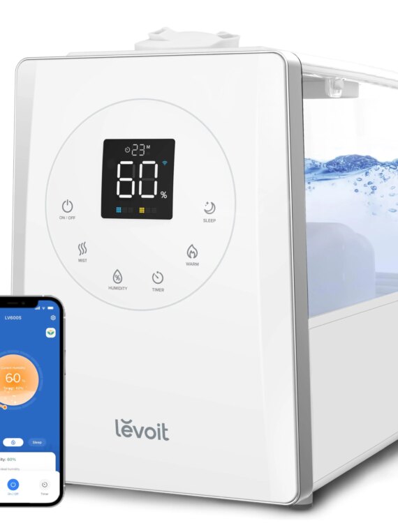 LEVOIT LV600S Smart Humidifier, Warm & Cool Mist, 753 Sq Ft Coverage, App & Voice Control, Essential Oil Diffuser, Top-Fill Design