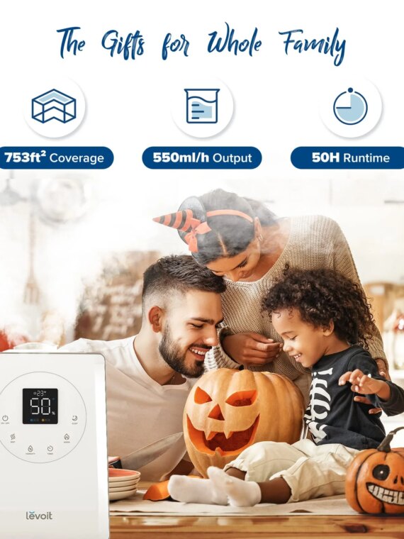 LEVOIT LV600S Smart Humidifier, Warm & Cool Mist, 753 Sq Ft Coverage, App & Voice Control, Essential Oil Diffuser, Top-Fill Design