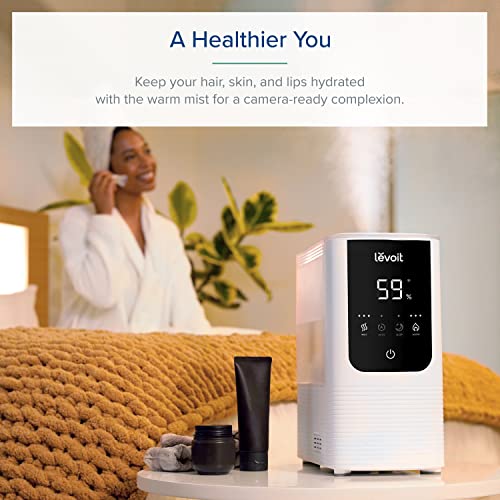 LEVOIT Smart Warm & Cool Mist Humidifier, 4.5L, App Control, Dual Nozzles, Essential Oil Tray, Quiet Operation