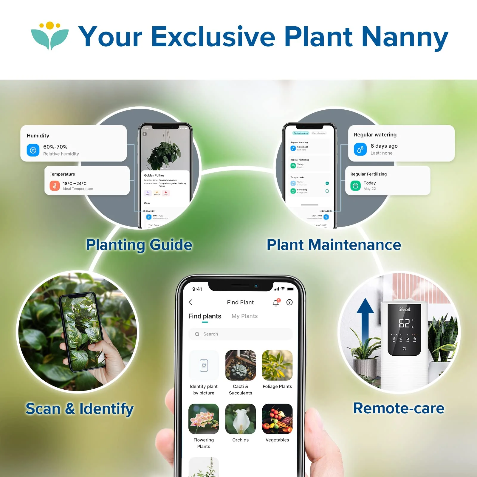 LEVOIT Smart Warm & Cool Mist Humidifier, 4.5L, App Control, Dual Nozzles, Essential Oil Tray, Quiet Operation